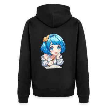 Anime and Sketching Anime Girl Sketching Otaku - Unisex Premium Organic Zip Hoodie - black - Back - Nico (187cm)