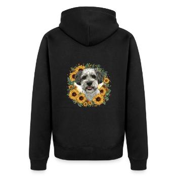 Schnoodle Snoodle Sunflowers Dog Breed Pet Cute - Unisex Premium Bio Zip Hoodie - Schwarz - Hinten - Nico (187cm)
