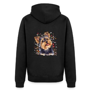 Yorkshire Terrier Yorkie Dog Breed Pet Cute - Unisex Premium Organic Zip Hoodie - black - Back - Nico (187cm)