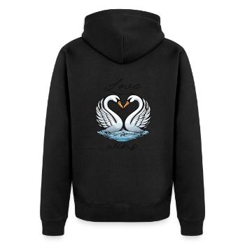 L’amour gagne - Cygnes Saint-Valentin - Veste à capuche bio Premium Unisexe - noir - Dos - Nico (187cm)