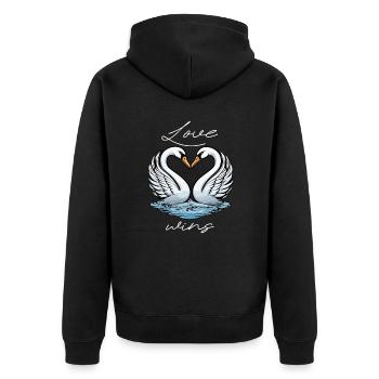 L’amour gagne - Cygnes Saint-Valentin - Veste à capuche bio Premium Unisexe - noir - Dos - Nico (187cm)
