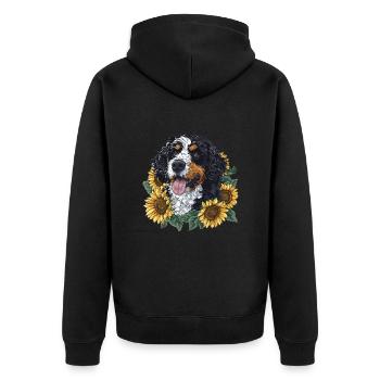 Sunflowers Dog Breed Pet Cute Bernedoodle Graphic - Unisex Premium Bio Zip Hoodie - Schwarz - Hinten - Nico (187cm)