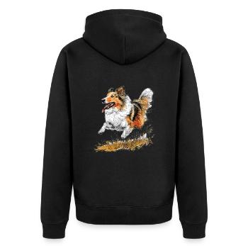 Shetland Sheepdog Sheltie Dog Breed Pet Cute - Unisex Premium Organic Zip Hoodie - black - Back - Nico (187cm)