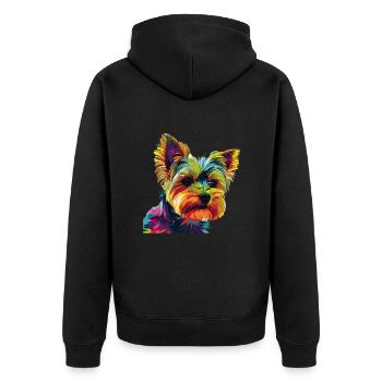 Yorkshire Terrier Yorkie Dog Pop Art Colorful - Unisex Premium Organic Zip Hoodie - black - Back - Nico (187cm)