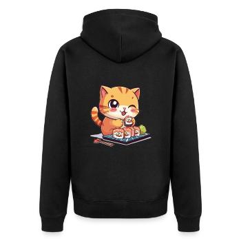Chats et Sushi Japonais Nourriture Chaton Kawaii Anime - Veste à capuche bio Premium Unisexe - noir - Dos - Nico (187cm)
