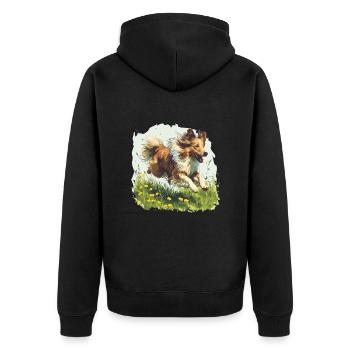 Shetland Sheepdog Sheltie Dog Breed Pet Cute - Unisex Premium Organic Zip Hoodie - black - Back - Nico (187cm)