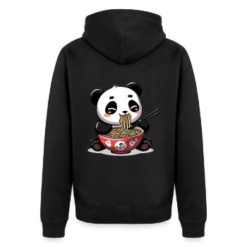 Kawaii Panda mangeant Ramen Soupe de nouilles Anime Mignon - Veste à capuche bio Premium Unisexe - noir - Dos - Nico (187cm)
