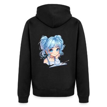 Anime and Sketching Girl Sketching Otaku Graphic - Unisex Premium Organic Zip Hoodie - black - Back - Nico (187cm)