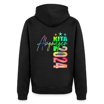 Kita Abgänger 2024 - Unisex Premium Bio Zip Hoodie - Schwarz - Hinten - Nico (187cm)