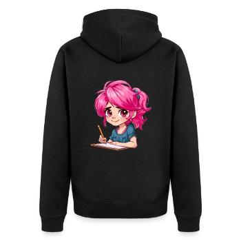 Anime and Sketching Anime Girl Sketching Otaku - Unisex Premium Organic Zip Hoodie - black - Back - Nico (187cm)