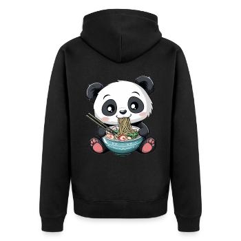 Kawaii Panda mangeant Ramen Soupe de nouilles Anime Mignon - Veste à capuche bio Premium Unisexe - noir - Dos - Nico (187cm)