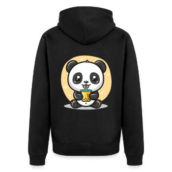 Kawaii Panda Boire Bubble Tea Boba Anime Mignon - Veste à capuche bio Premium Unisexe - noir - Dos - Nico (187cm)