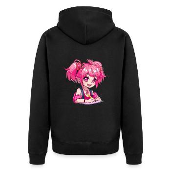 Anime and Sketching Anime Girl Sketching Otaku - Unisex Premium Organic Zip Hoodie - black - Back - Nico (187cm)