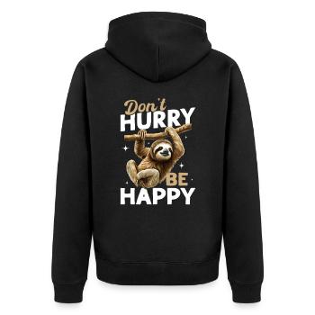 Drôle paresseux paresseux Ne vous dépêchez pas d’être heureux - Veste à capuche bio Premium Unisexe - noir - Dos - Nico (187cm)