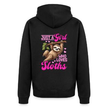 Drôle paresseux paresseux juste une fille qui aime les paresseux - Veste à capuche bio Premium Unisexe - noir - Dos - Nico (187cm)