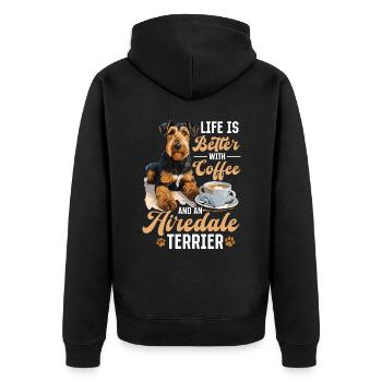 La vie du chien Airedale Terrier est meilleure avec du café - Veste à capuche bio Premium Unisexe - noir - Dos - Nico (187cm)