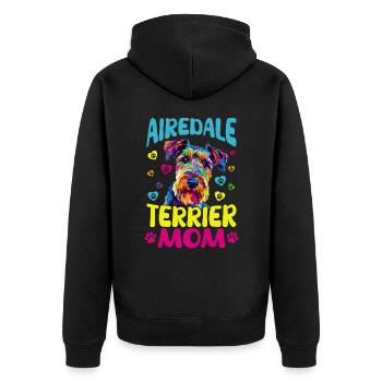 Airedale Terrier Dog Breed Airedale Terrier Girl - Unisex Premium Bio Zip Hoodie - Schwarz - Hinten - Nico (187cm)