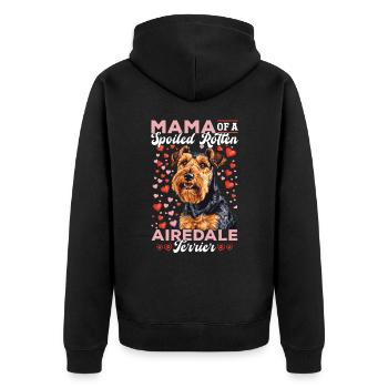 Dog Mama of a Spoiled Rotten Airedale Terrier - Unisex Premium Organic Zip Hoodie - black - Back - Nico (187cm)