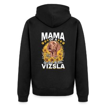 Hungarian Magyar Vizsla Dog Breed Mama of a - Unisex Premium Organic Zip Hoodie - black - Back - Nico (187cm)