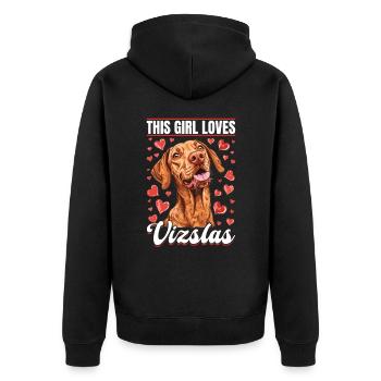 Hungarian Magyar Vizsla Dog Breed This Girl loves - Unisex Premium Organic Zip Hoodie - black - Back - Nico (187cm)