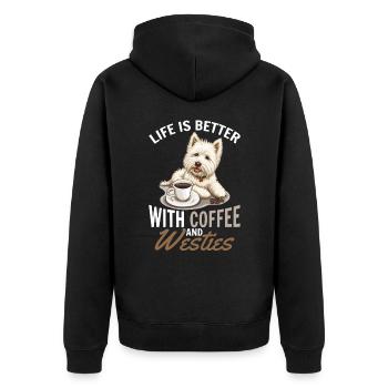 West Highland White Terrier Westie Race de chien - Veste à capuche bio Premium Unisexe - noir - Dos - Nico (187cm)