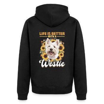 West Highland White Terrier Westie Race de chien - Veste à capuche bio Premium Unisexe - noir - Dos - Nico (187cm)