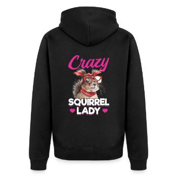 Funny Squirrel Animal Crazy Squirrel Lady - Unisex Premium Bio Zip Hoodie - Schwarz - Hinten - Nico (187cm)