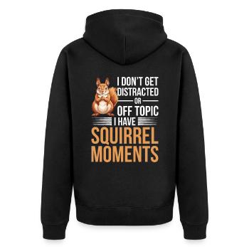 Funny Squirrel Animal I Dont Get Distracted - Unisex Premium Bio Zip Hoodie - Schwarz - Hinten - Nico (187cm)