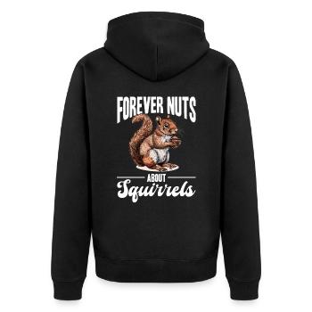 Funny Squirrel Animal Forever nuts about squirrels - Unisex Premium Bio Zip Hoodie - Schwarz - Hinten - Nico (187cm)