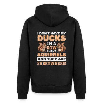 Funny Squirrel Animal Don't Have my Ducks In A Row - Unisex Premium Bio Zip Hoodie - Schwarz - Hinten - Nico (187cm)