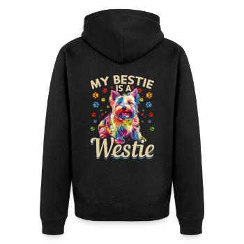 Westie West Highland White Terrier Race de chien - Veste à capuche bio Premium Unisexe - noir - Dos - Nico (187cm)