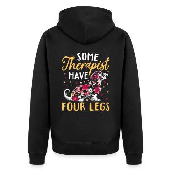 Dachshund Doxie Wiener Dog Breed Some Therapists - Unisex Premium Bio Zip Hoodie - Schwarz - Hinten - Nico (187cm)