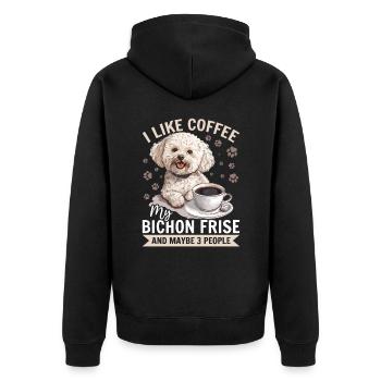 Bichon Frise Dog Breed I like coffee - Unisex Premium Bio Zip Hoodie - Schwarz - Hinten - Nico (187cm)