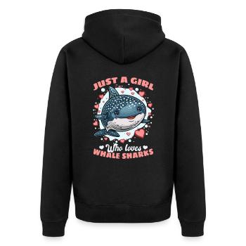 Funny Whale Shark Animal Just A Girl Who Loves - Unisex Premium Bio Zip Hoodie - Schwarz - Hinten - Nico (187cm)