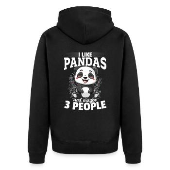 Funny Panda Animal I Like Pandas And Maybe 3 Peopl - Unisex Premium Organic Zip Hoodie - black - Back - Nico (187cm)