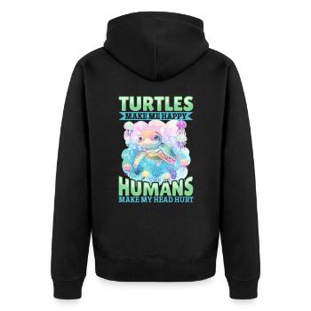 Funny Sea Turtle Animal Turtles Make Me Happy - Unisex Premium Bio Zip Hoodie - Schwarz - Hinten - Nico (187cm)