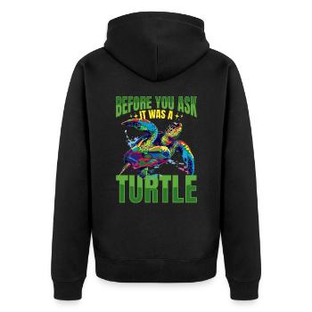 Sea Turtle Animal Before You Ask It was a Turtle - Unisex Premium Bio Zip Hoodie - Schwarz - Hinten - Nico (187cm)