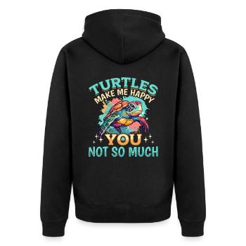 Funny Sea Turtle Animal Turtles Make Me Happy - Unisex Premium Bio Zip Hoodie - Schwarz - Hinten - Nico (187cm)