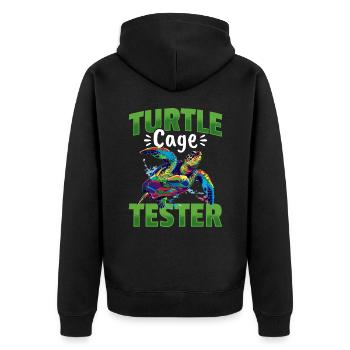 Funny Sea Turtle Animal Turtle Cage Tester - Unisex Premium Bio Zip Hoodie - Schwarz - Hinten - Nico (187cm)