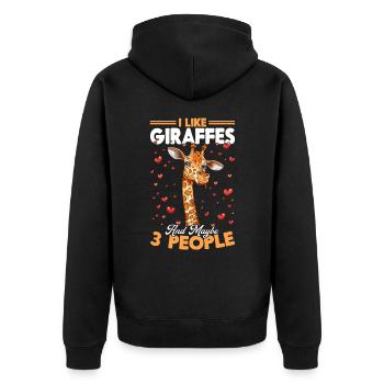 Giraffe Animal I Like Giraffes And Maybe 3 People - Unisex Premium Bio Zip Hoodie - Schwarz - Hinten - Nico (187cm)