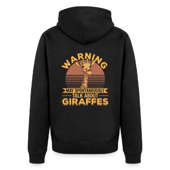 Giraffe Animal Warning May Spontaneously - Unisex Premium Organic Zip Hoodie - black - Back - Nico (187cm)