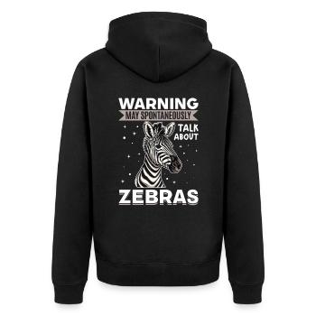 Zebra Animal Warning May Spontaneously Talk About - Unisex Premium Bio Zip Hoodie - Schwarz - Hinten - Nico (187cm)