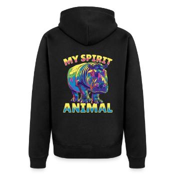 Drôle d’hippopotame Hippopotame Animal mon animal spirituel - Veste à capuche bio Premium Unisexe - noir - Dos - Nico (187cm)