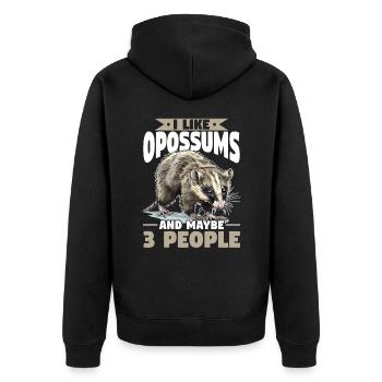 Opossum Animal I Like Opossums And Maybe 3 People - Unisex Premium Bio Zip Hoodie - Schwarz - Hinten - Nico (187cm)