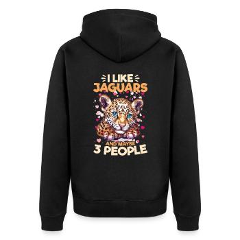 Jaguar Animal I Like Jaguars And Maybe 3 People - Unisex Premium Bio Zip Hoodie - Schwarz - Hinten - Nico (187cm)