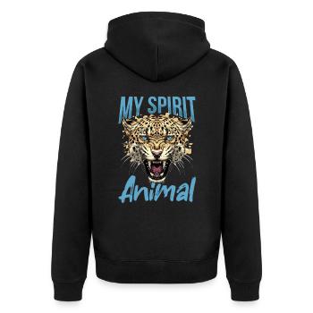 Funny Jaguar Animal my spirit animal - Unisex Premium Bio Zip Hoodie - Schwarz - Hinten - Nico (187cm)