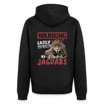 L’avertissement des animaux Jaguar est facilement distrait par les jaguars - Veste à capuche bio Premium Unisexe - noir - Dos - Nico (187cm)