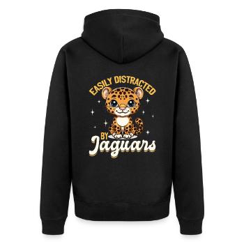 Drôle d’animal jaguar facilement distrait par les jaguars - Veste à capuche bio Premium Unisexe - noir - Dos - Nico (187cm)