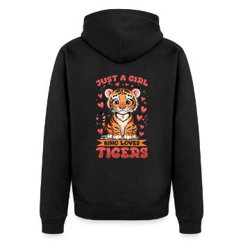 Funny Tiger Animal Just A Girl Who Loves Tigers - Unisex Premium Organic Zip Hoodie - black - Back - Nico (187cm)