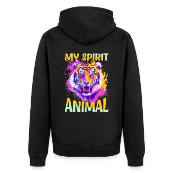 Drôle de tigre animal, mon animal spirituel - Veste à capuche bio Premium Unisexe - noir - Dos - Nico (187cm)